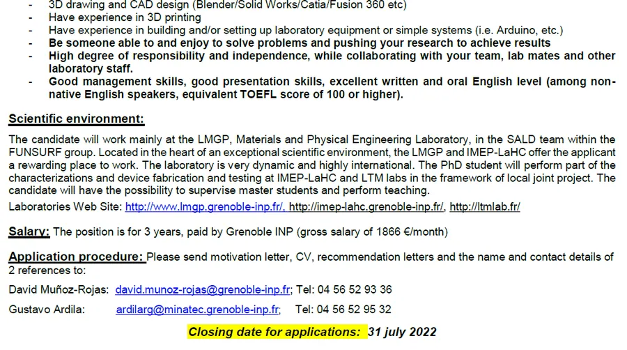 Open on atomic layer deposition at (France)