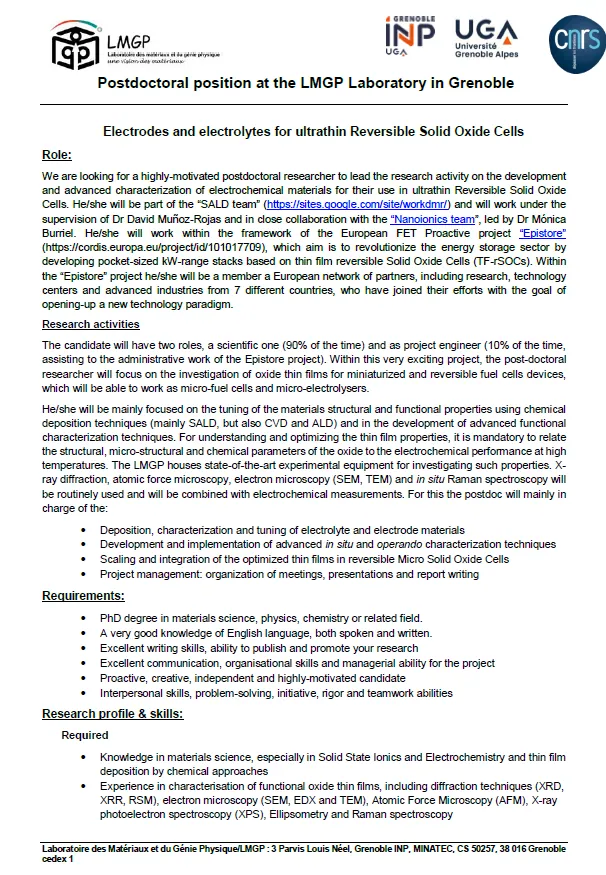 Open on chemical deposition techniques / at , Grenoble, France
