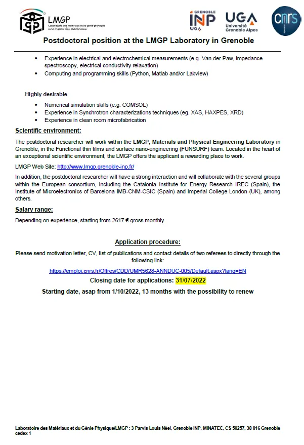 Open on chemical deposition techniques / at , Grenoble, France